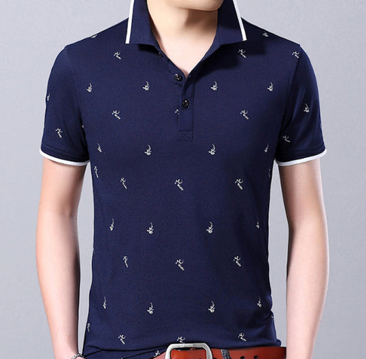 Short-Sleeve Printed Polo for Men