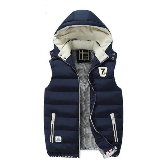 Navy Two Tone Hooded Winter Vest for Men