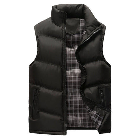 Classic Black Casual Zip Up Puffer Vest for Men