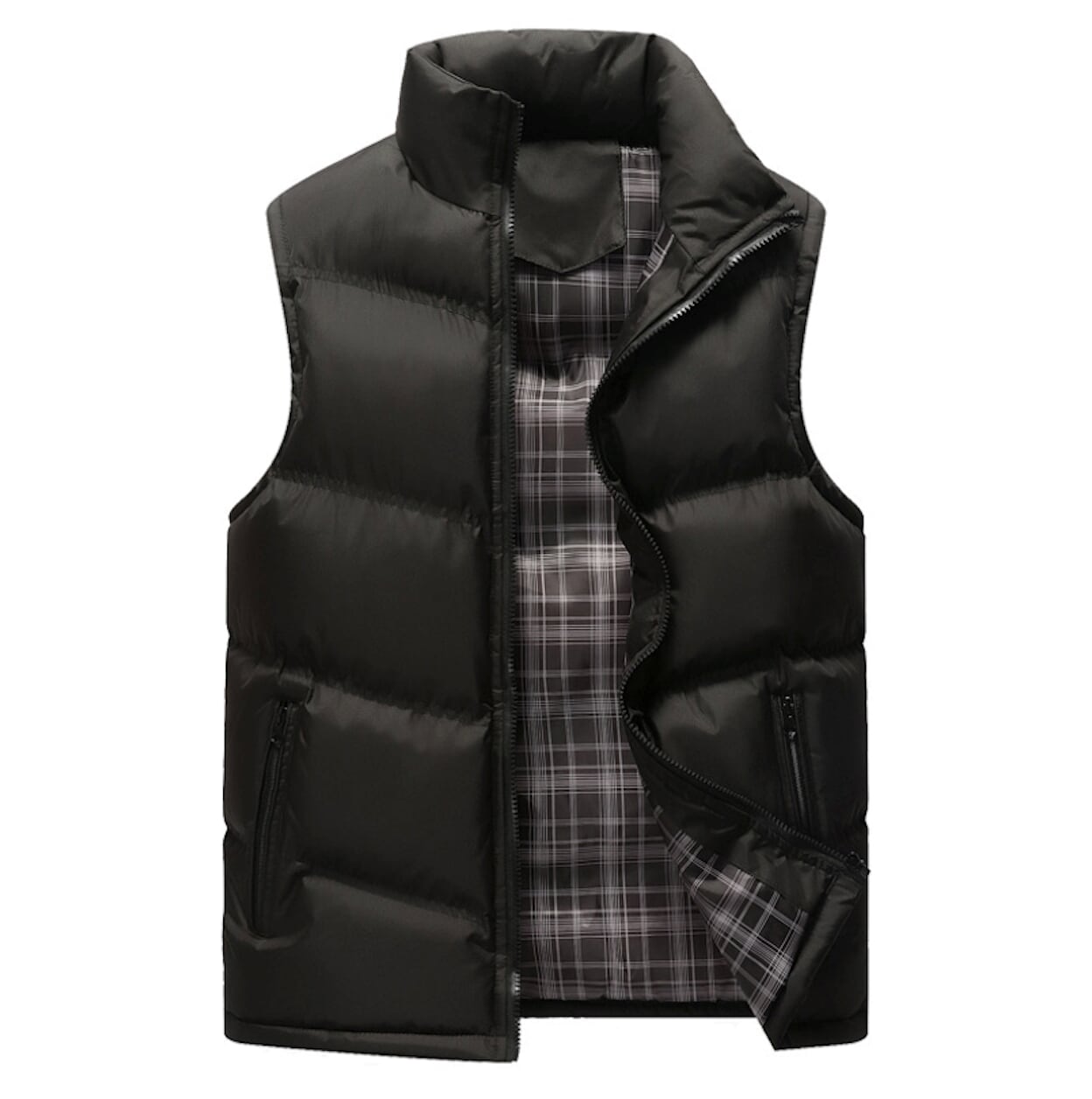 Navy Men's Winter Puffer Vest with Zip Closure