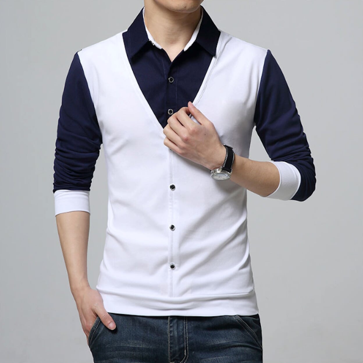 Vest-Enhanced Men's Layered Shirt