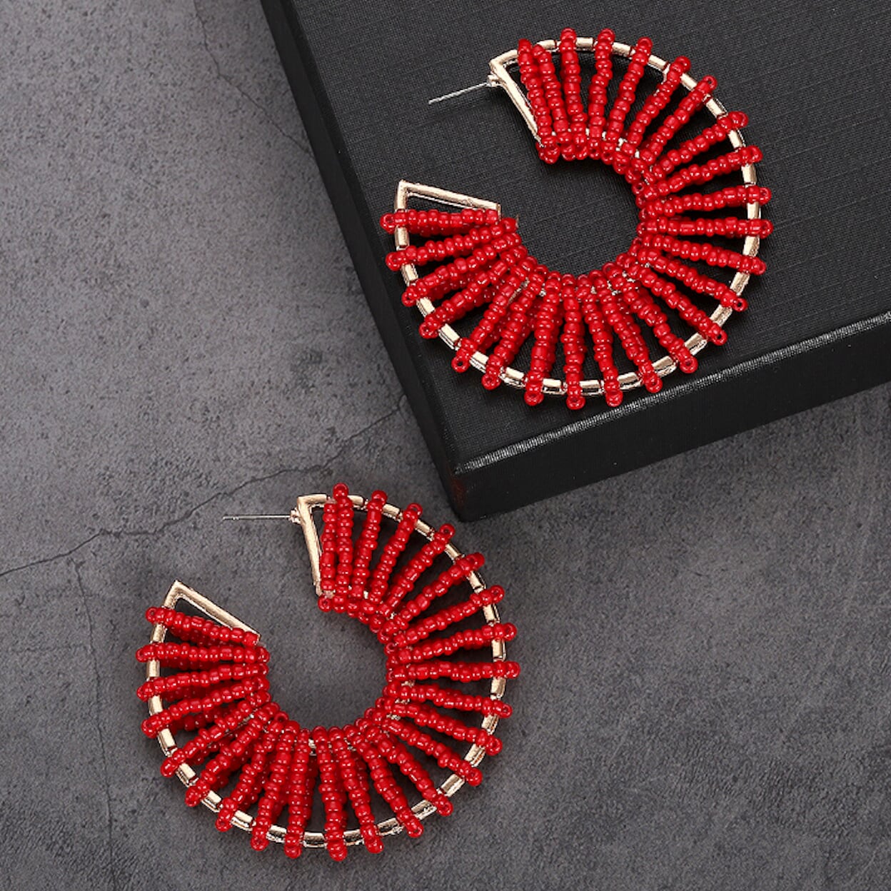 Colorful Round Beaded Earrings