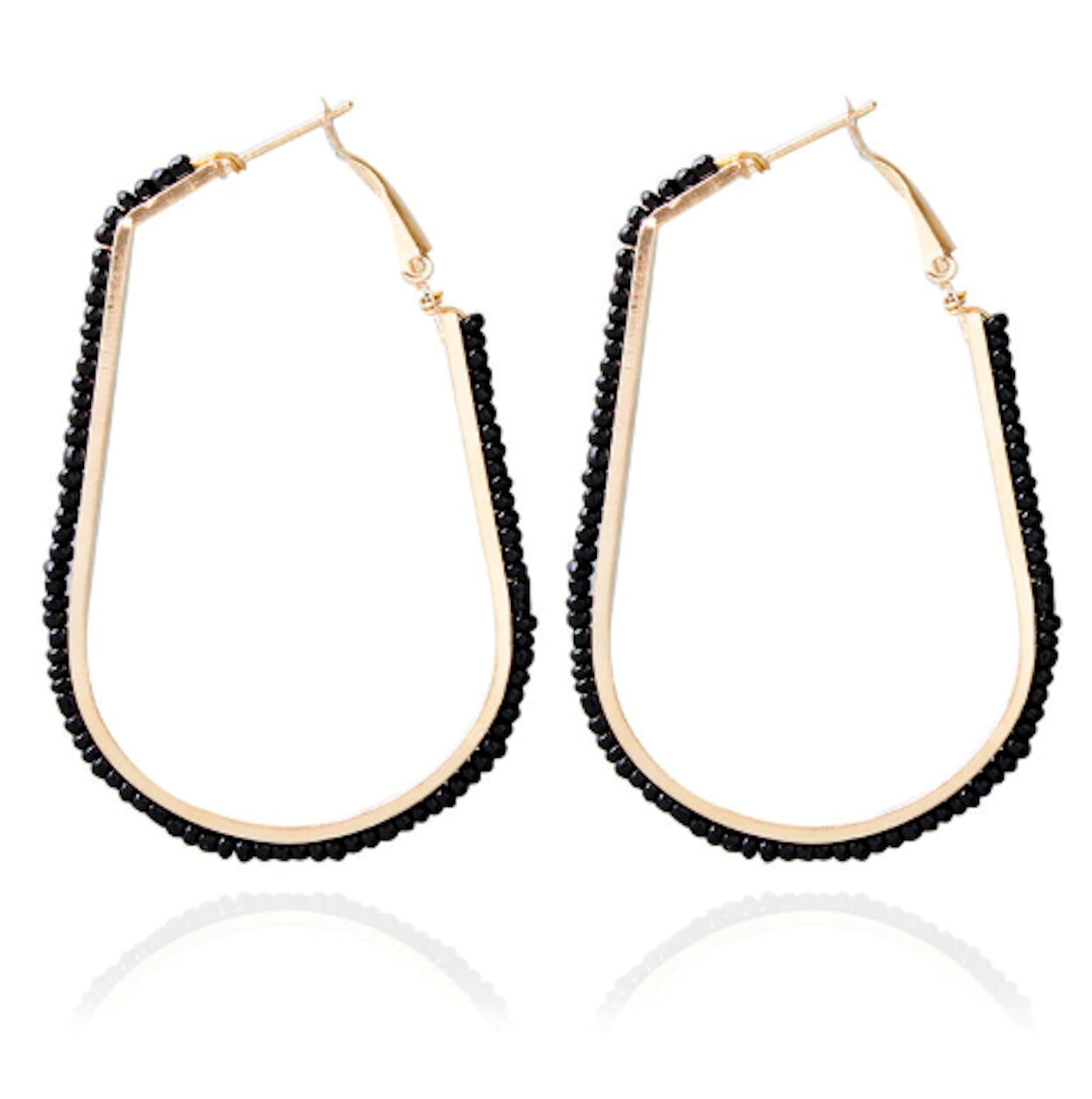 Beaded Elongated Circle Earrings