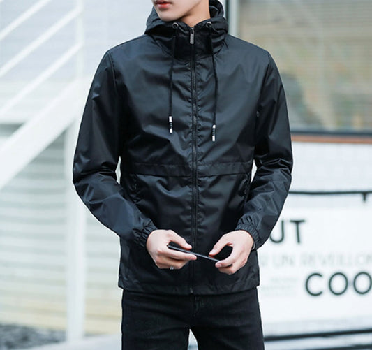 Black Windproof Jacket for Men