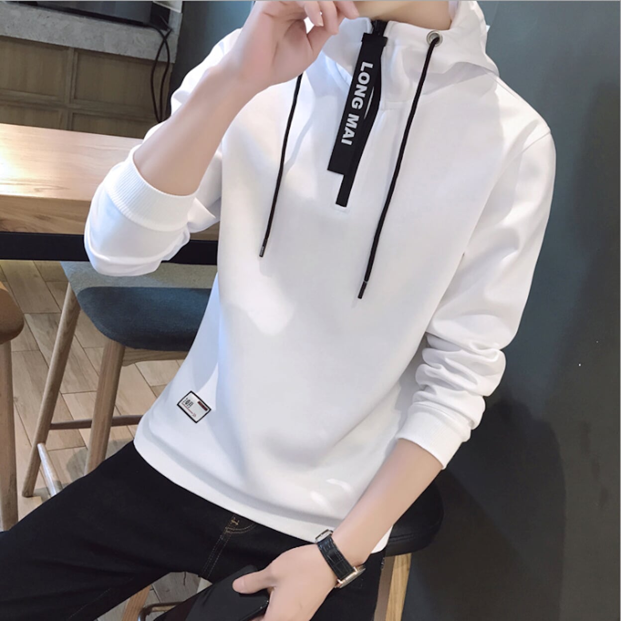 Zippered Men's Hooded Sweatshirt
