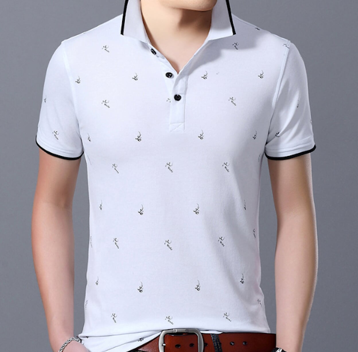 Short-Sleeve Printed Polo for Men