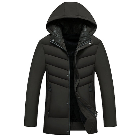 Mid-Length Men's Zip-Up Jacket with Detachable Hood