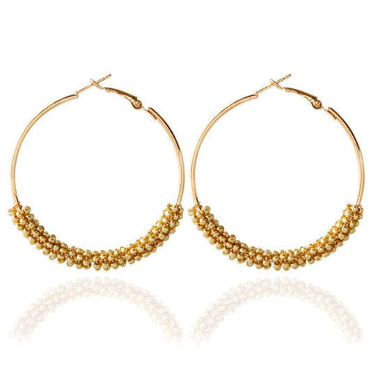 Vibrant Beaded Circular Hoop Earrings