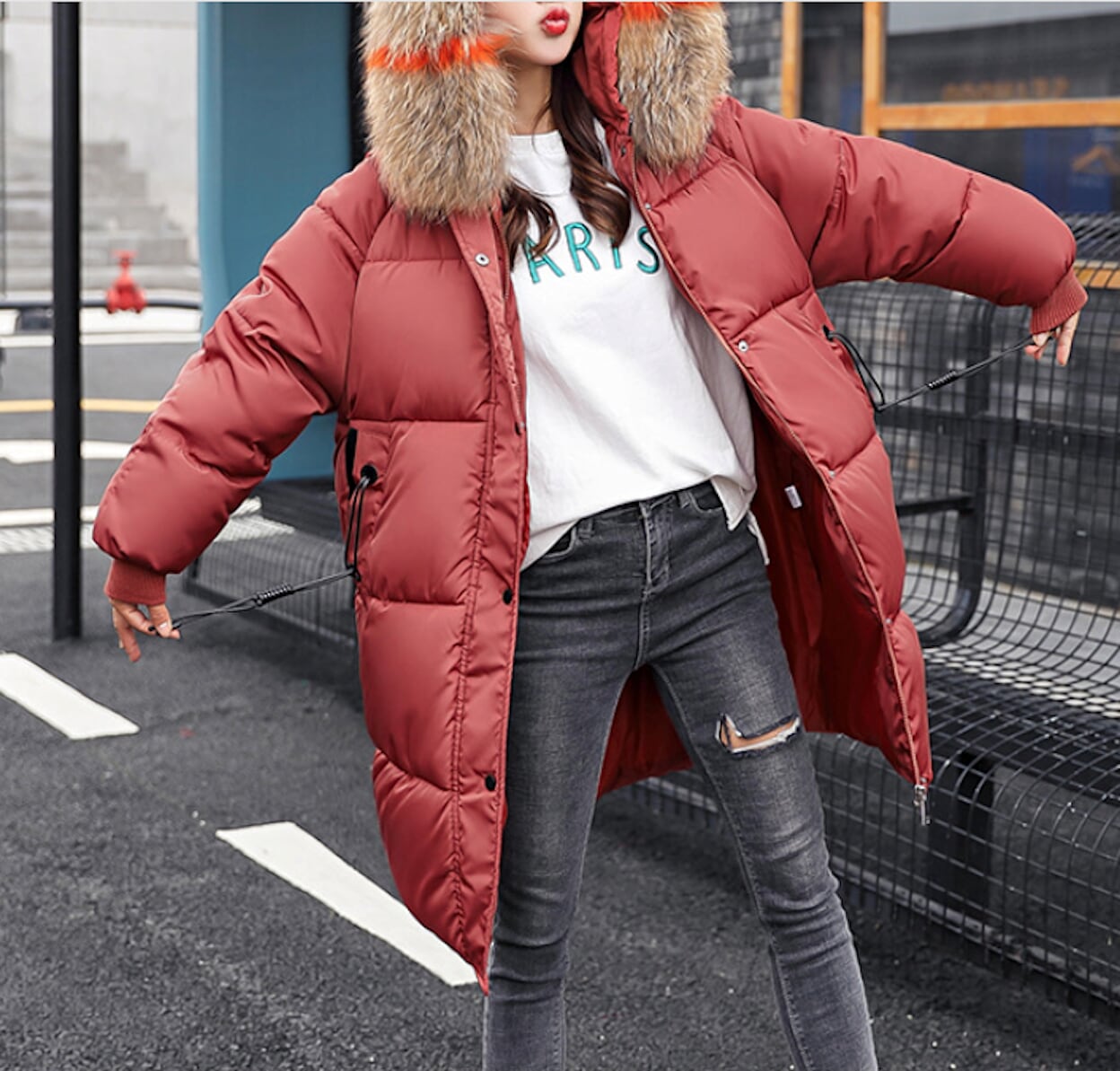 Oversize Faux Fur Hooded Jacket for Women