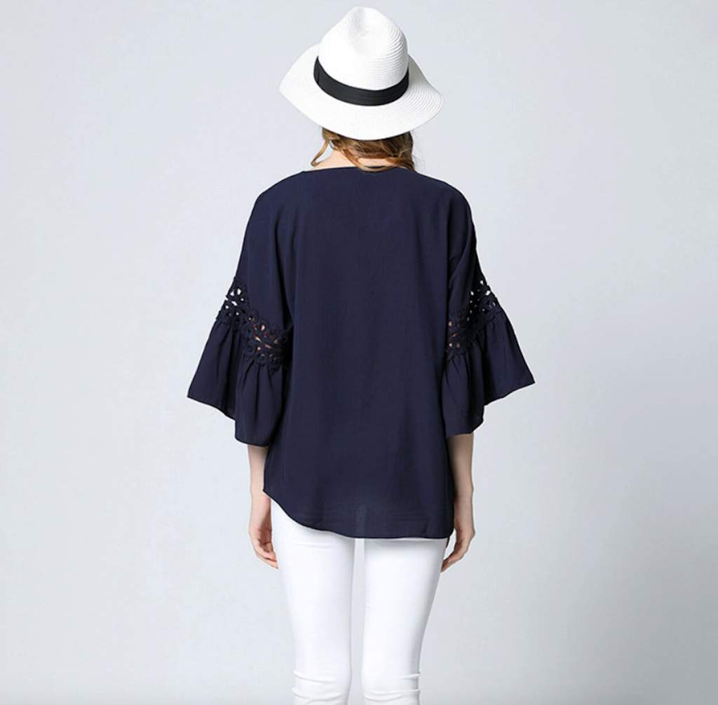 Classic White Top with Elegant Ruffle Sleeves for Women