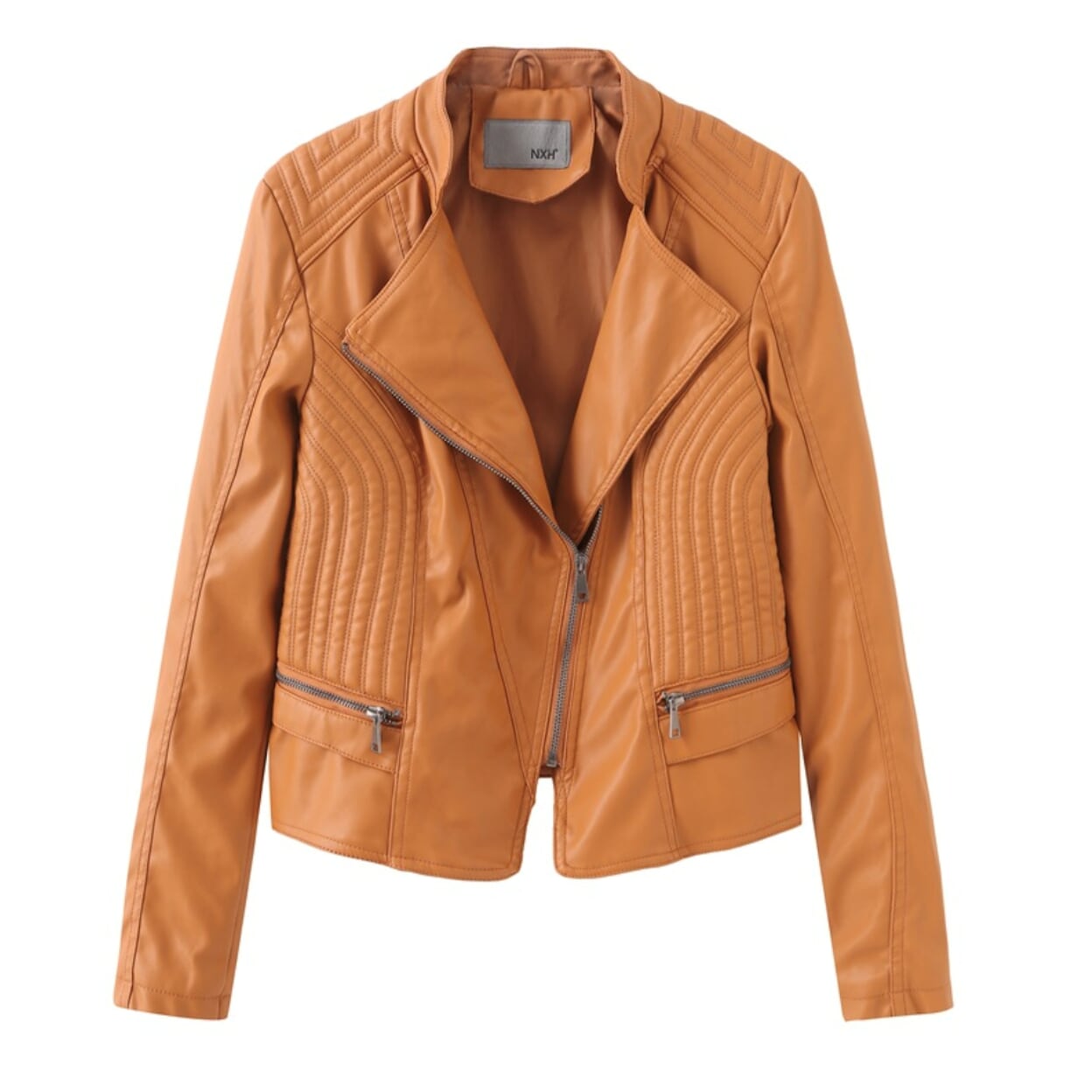 Cropped Motorcycle Jacket for Women with Slim Fit