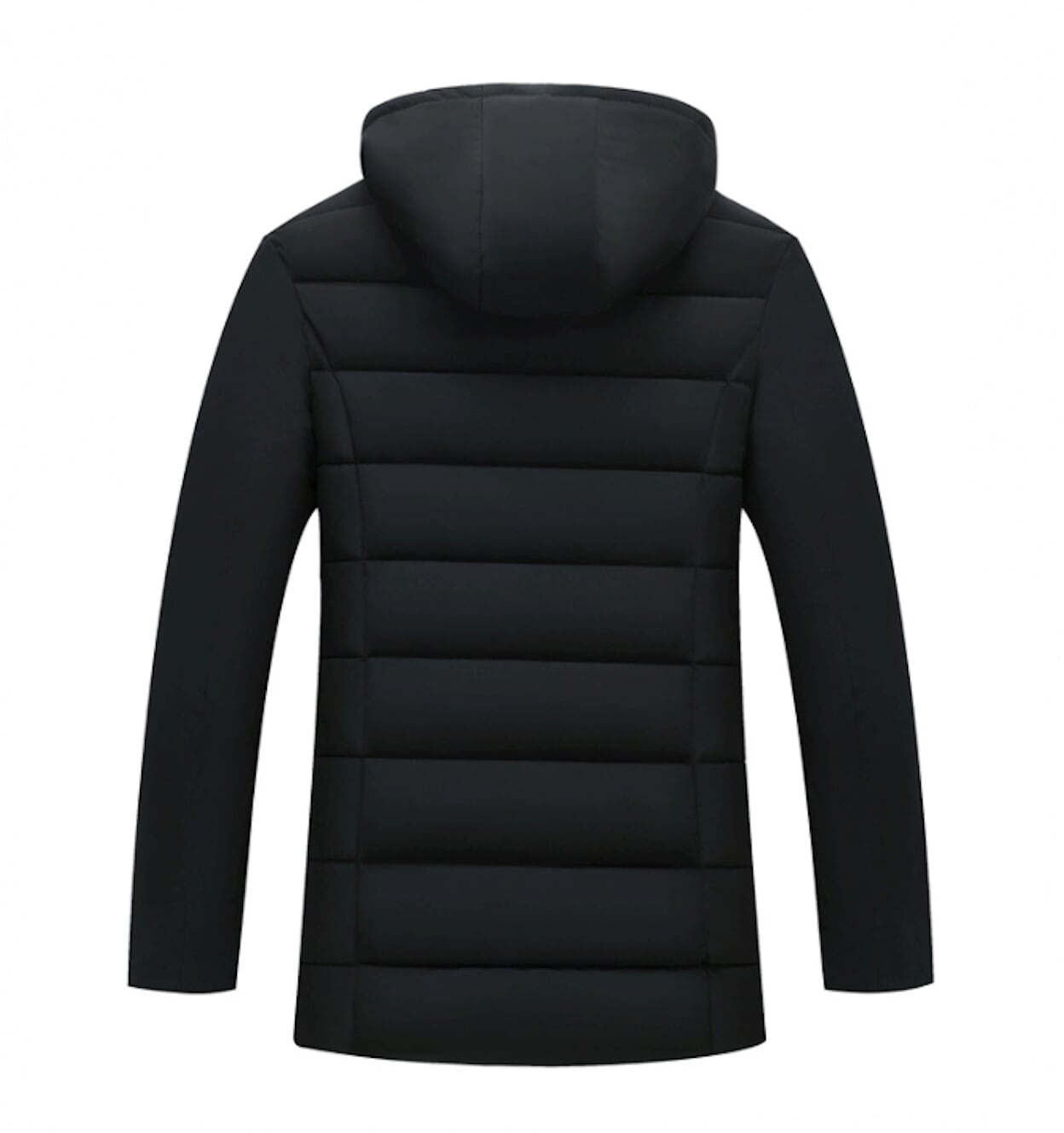 Mid-Length Men's Zip-Up Jacket with Detachable Hood