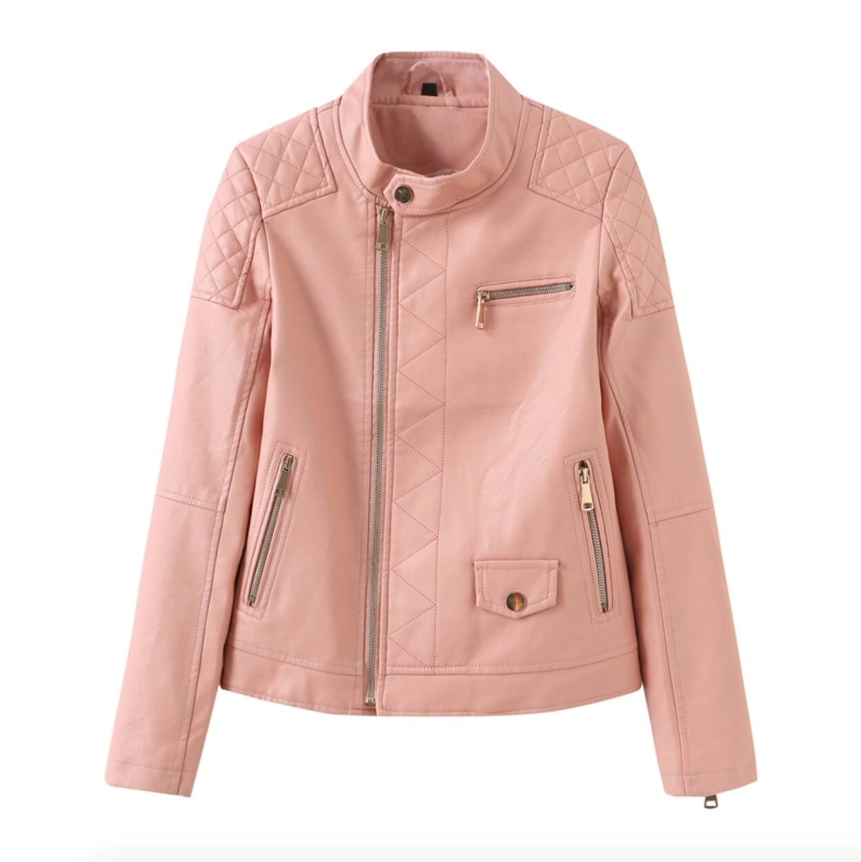 Quilted Faux Leather Jacket for Women