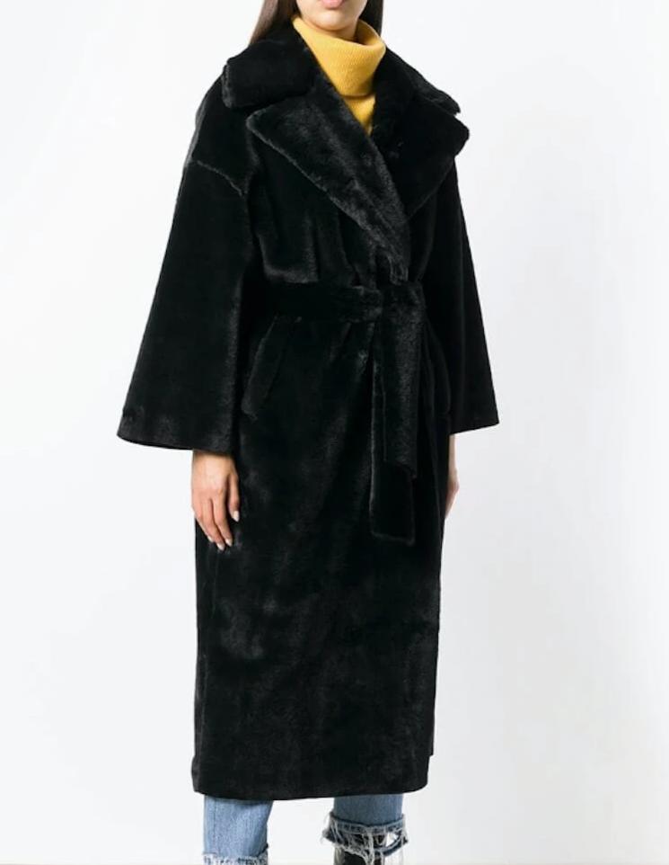 Faux Fur Belted Trench Coat for Women