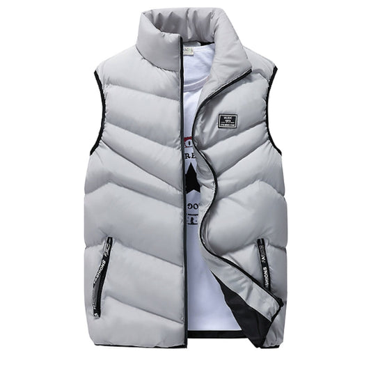 Gray High Neck Padded Vest for Men