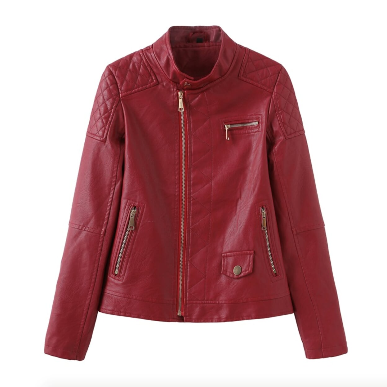 Quilted Faux Leather Jacket for Women