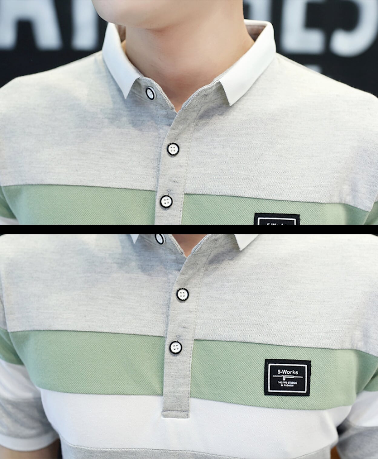 Slim Fit Wide Striped Polo Shirt for Men with Solid Back Panel