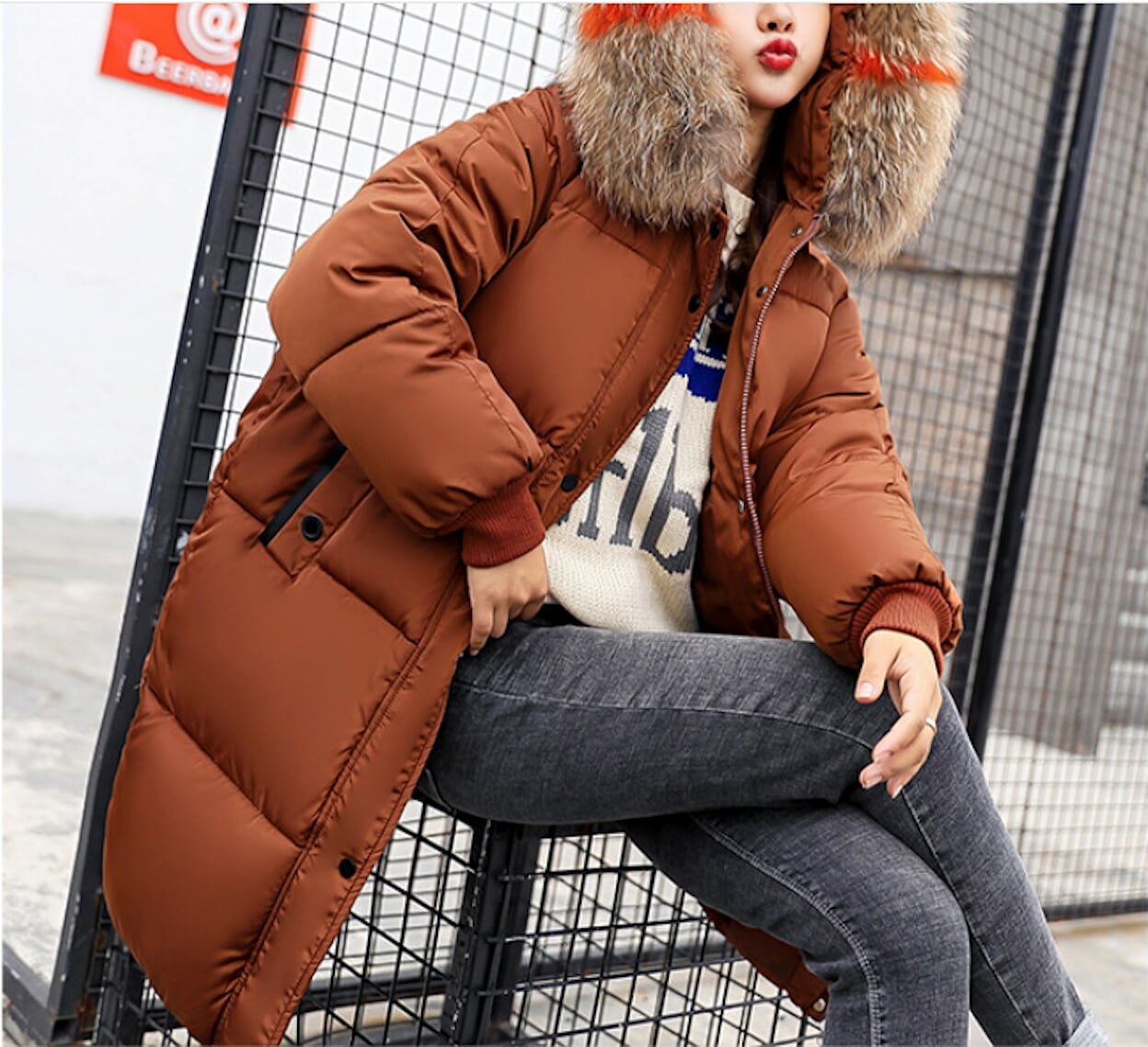 Oversize Faux Fur Hooded Jacket for Women