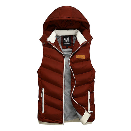 Ultra Cozy Winter Hooded Puffy Vest for Men in Vibrant Red