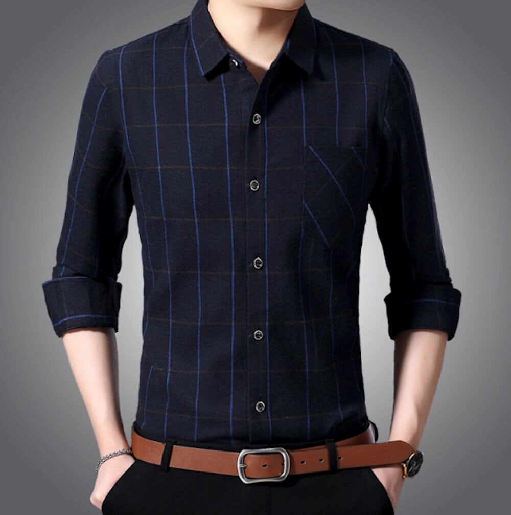Long Sleeve Plaid Shirt for Men