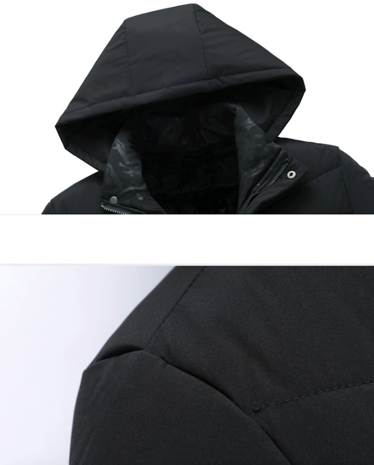 Mid-Length Men's Zip-Up Jacket with Detachable Hood