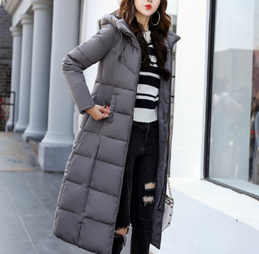 Long Hooded Puffer Jacket for Women