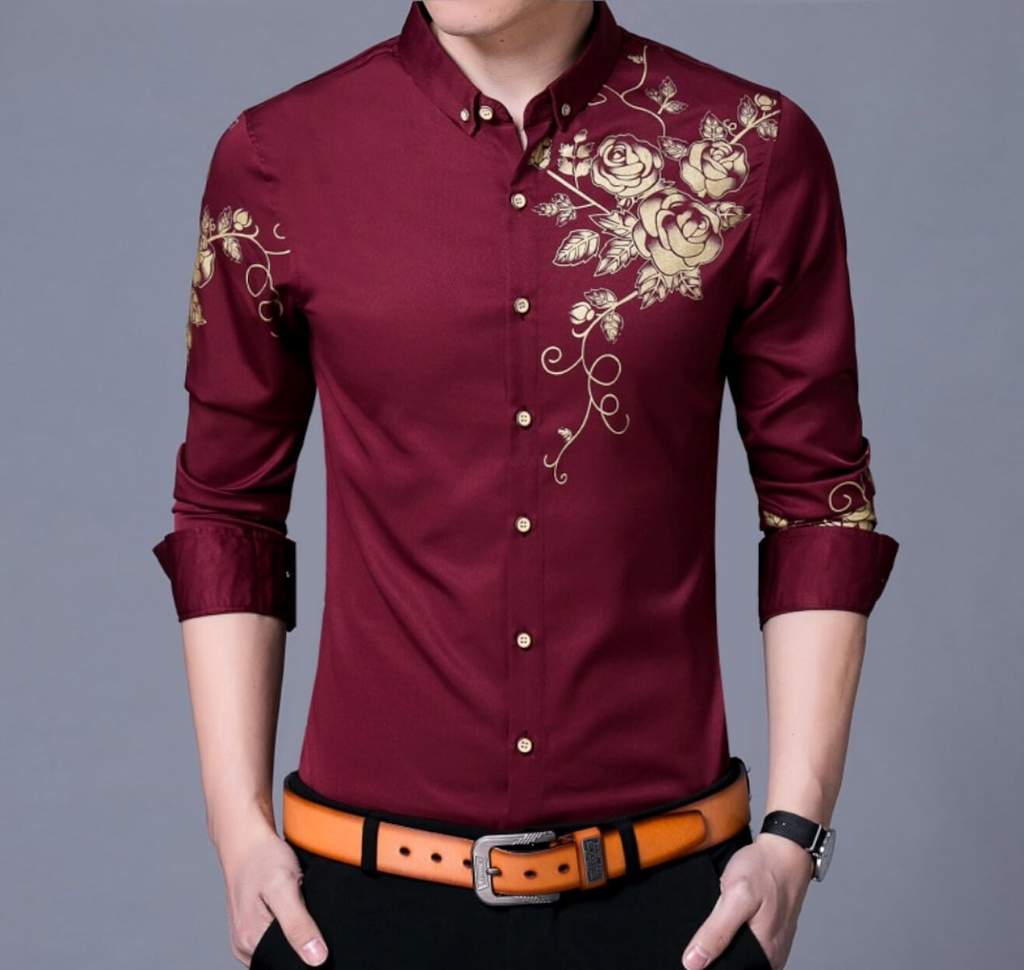 Floral Print Men's Button-Down Shirt