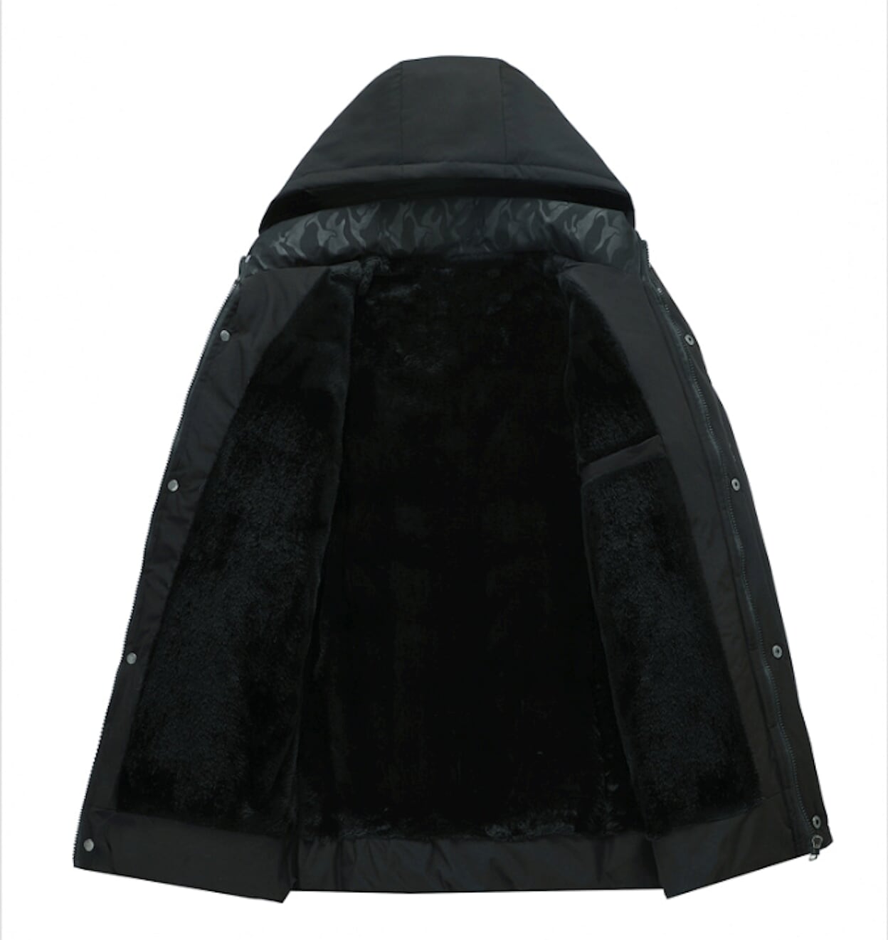 Mid-Length Men's Zip-Up Jacket with Detachable Hood