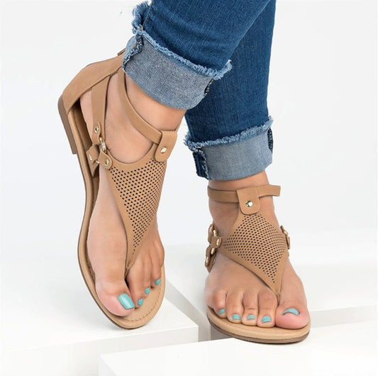 Roman Style Flip Flop Sandals for Women in Faux Leather