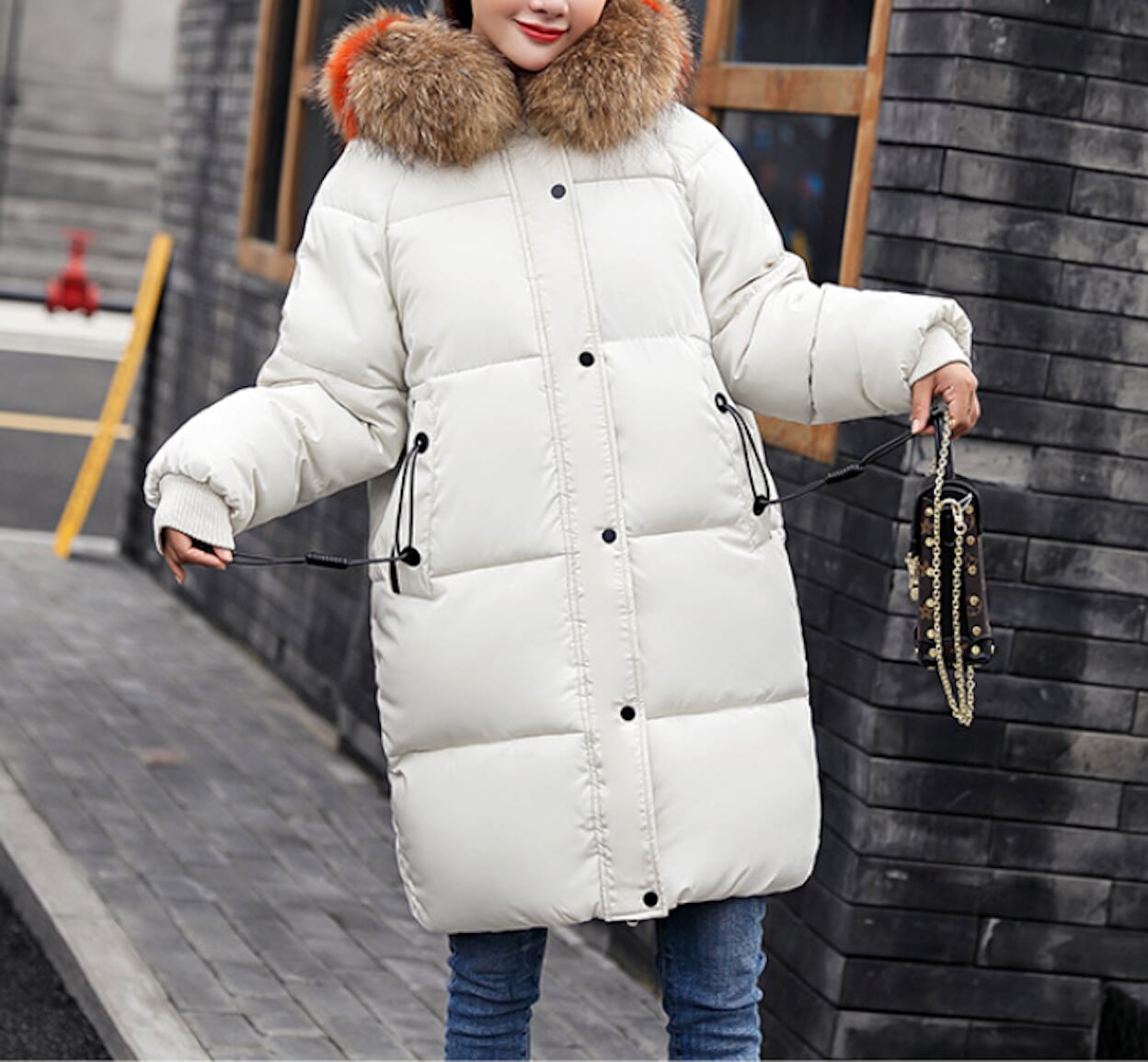Oversize Faux Fur Hooded Jacket for Women
