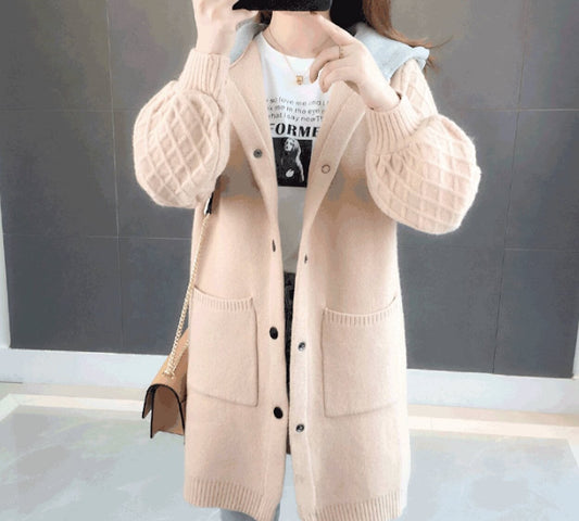 Mid-Length Women's Hooded Cardigan