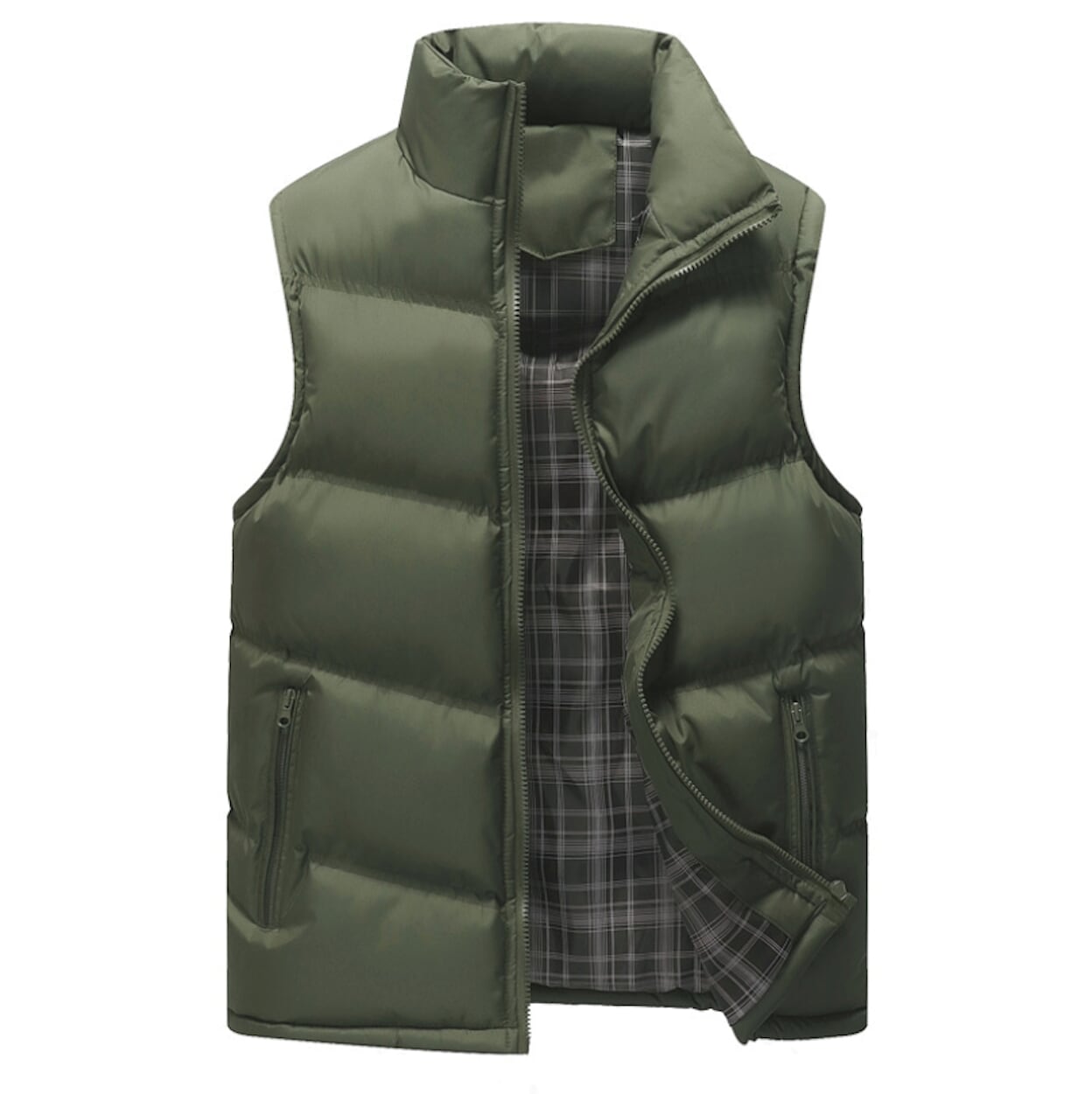 Navy Men's Winter Puffer Vest with Zip Closure