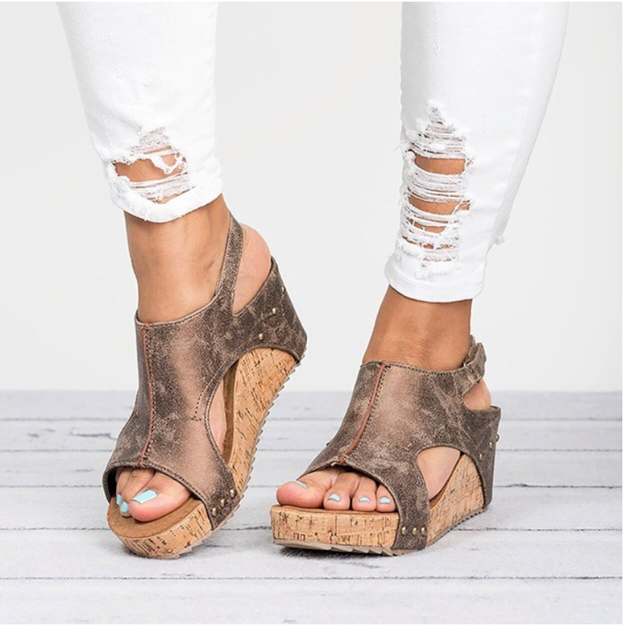 Vegan Cork Wedge Sandals for Women