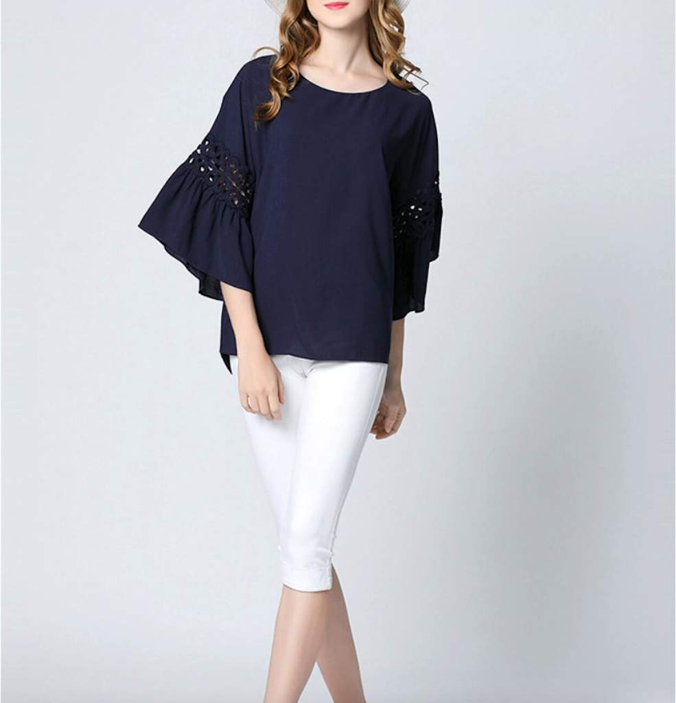 Classic White Top with Elegant Ruffle Sleeves for Women