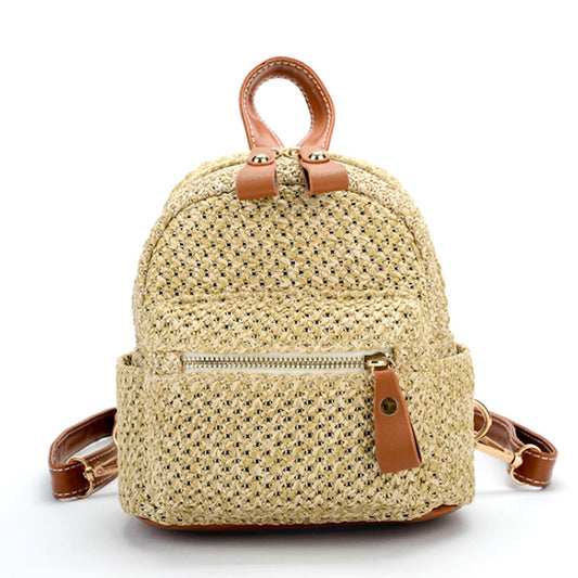 Compact Straw Backpack