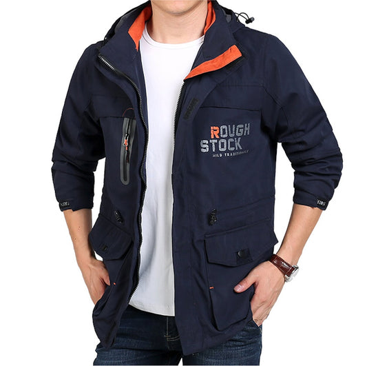 Windproof Hooded Men's Jacket with Detachable Hood