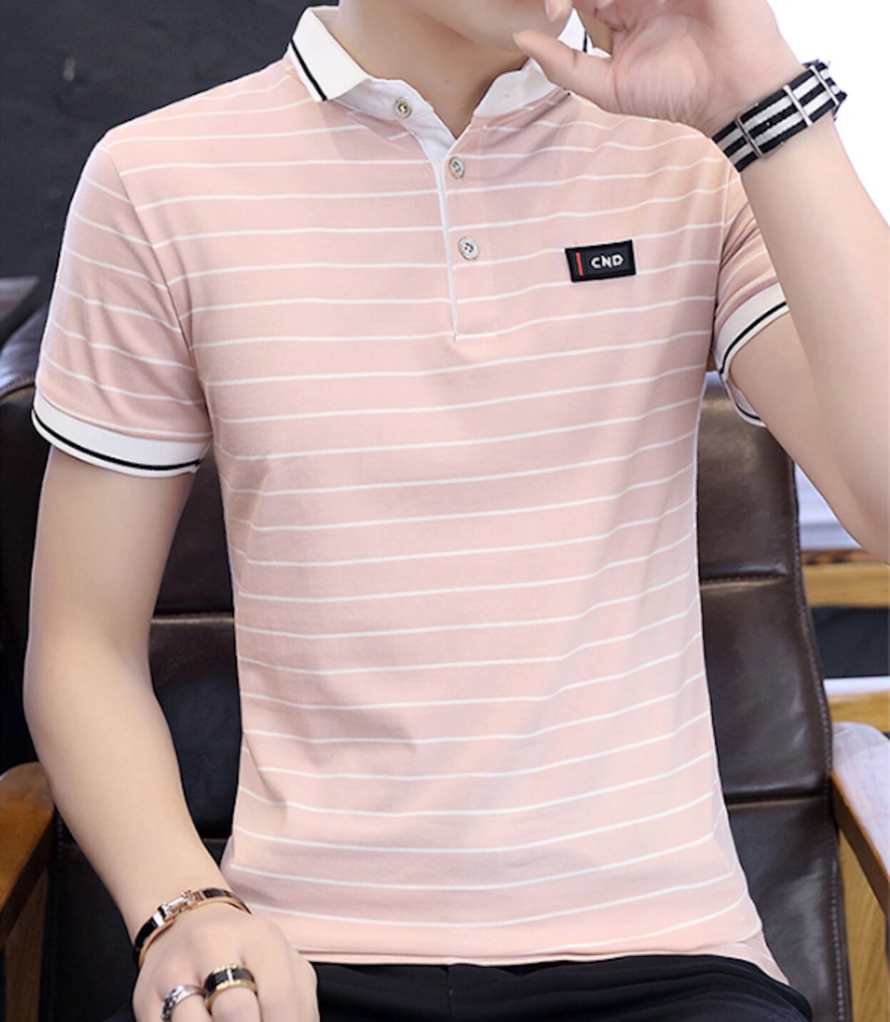 Logo-Emblazoned Striped Polo for Men