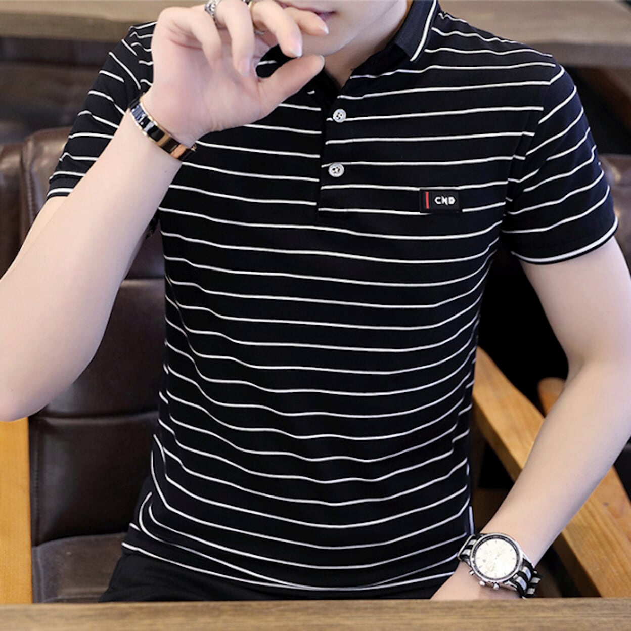Logo-Emblazoned Striped Polo for Men