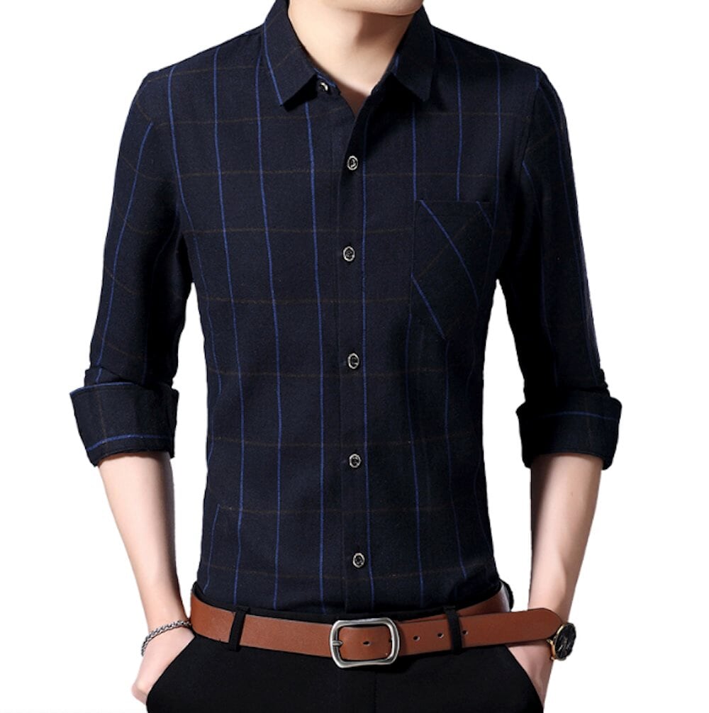 Long Sleeve Plaid Shirt for Men