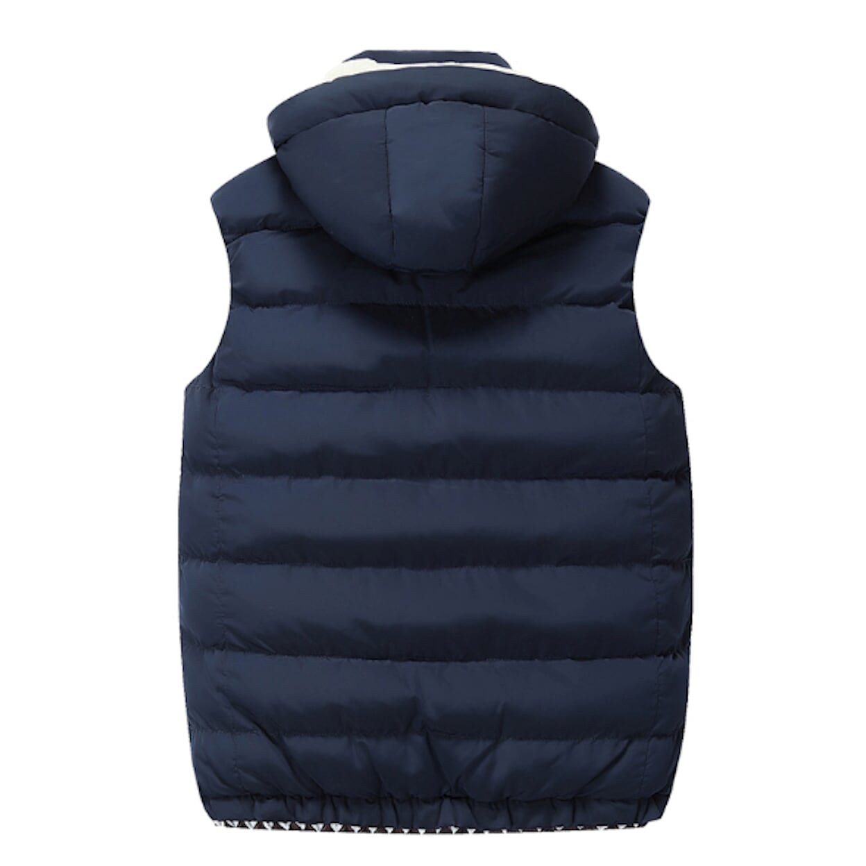Red Wine Hooded Puffer Vest with Two-Tone Design for Men