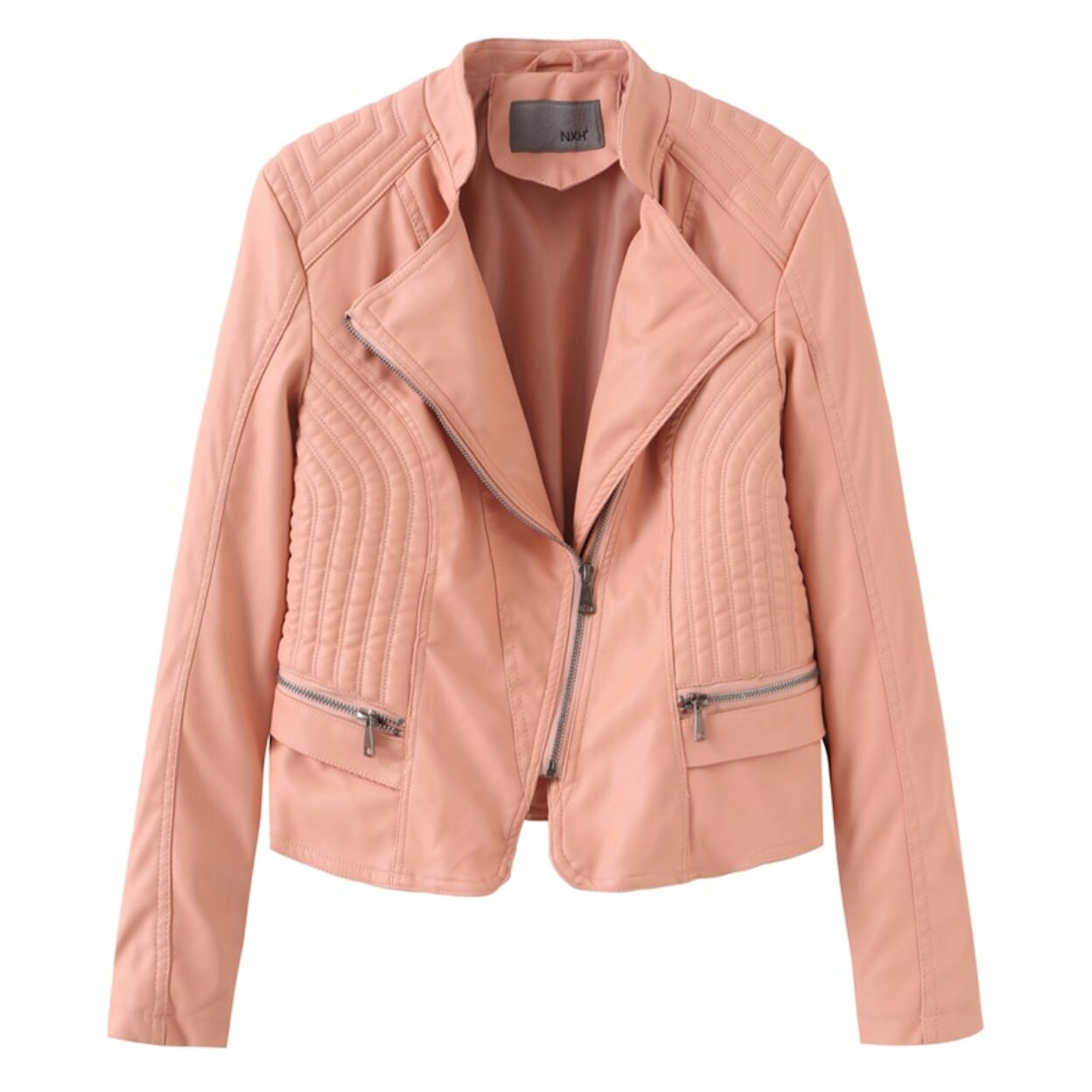 Cropped Motorcycle Jacket for Women with Slim Fit
