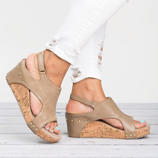 Vegan Cork Wedge Sandals for Women