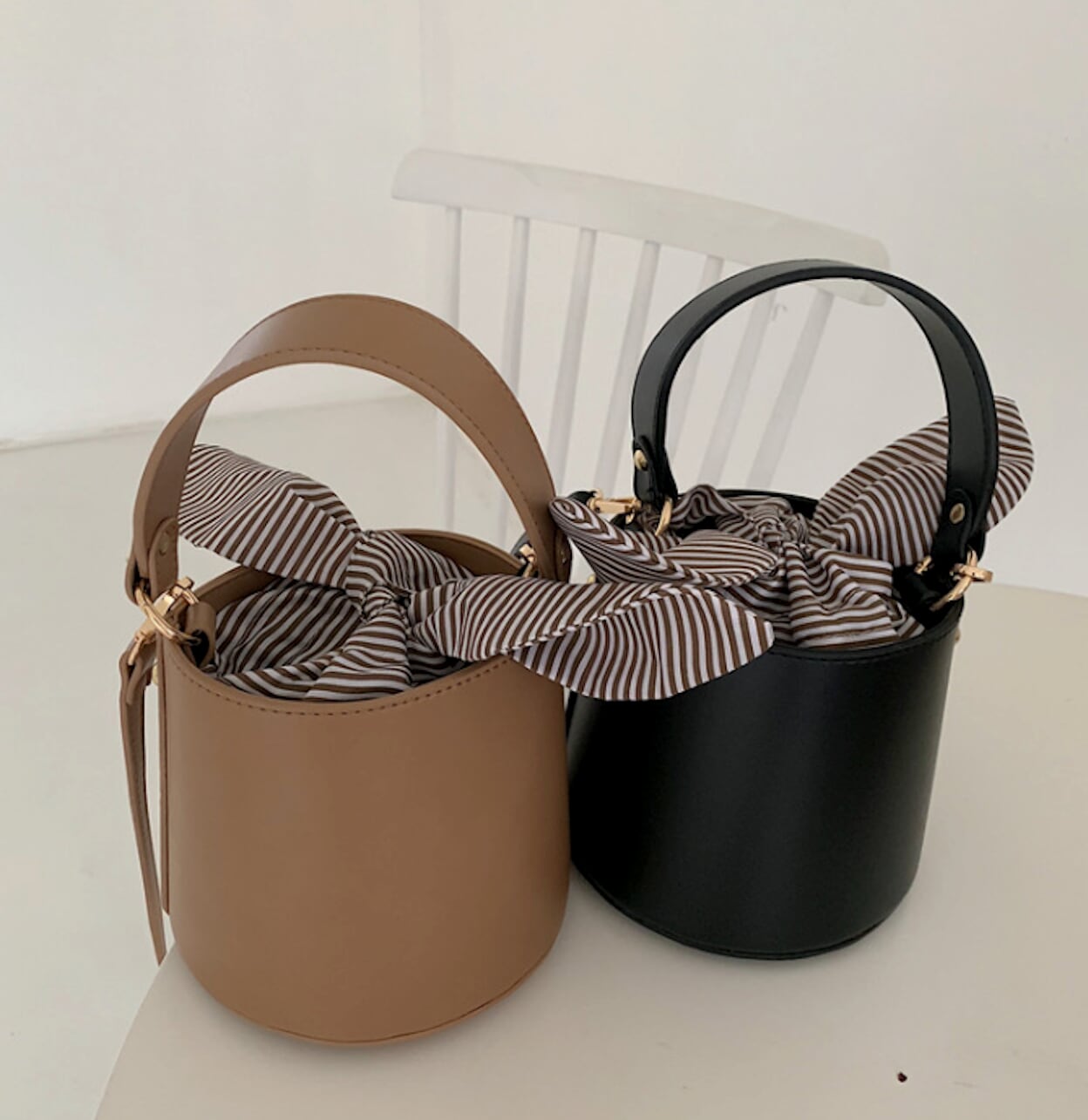 Inner Striped Bucket Bag