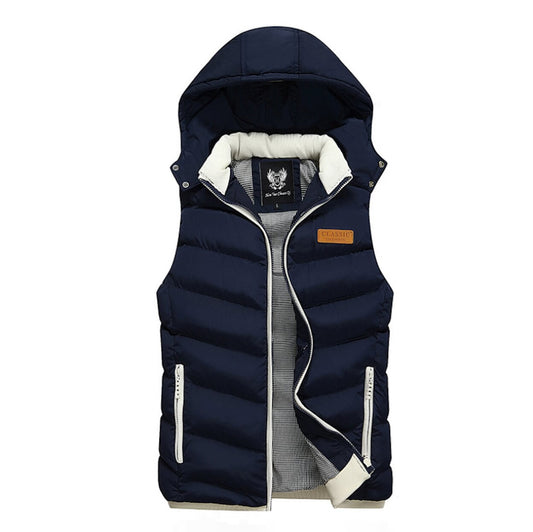 Ultra Cozy Winter Hooded Puffy Vest for Men in Navy