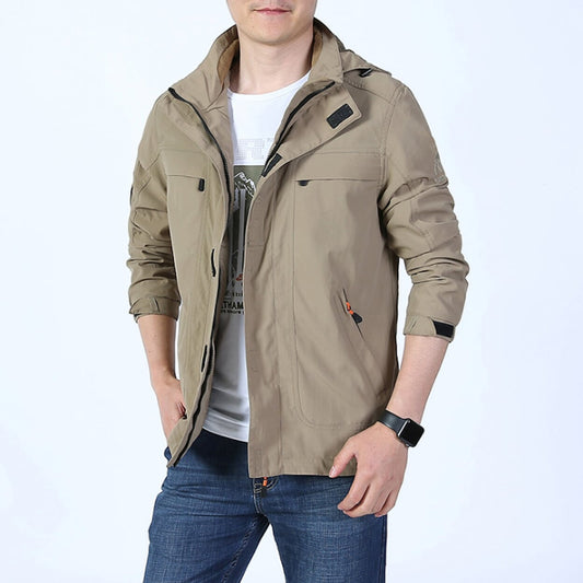 Men's Hooded Zipper Jacket with Detachable Hood