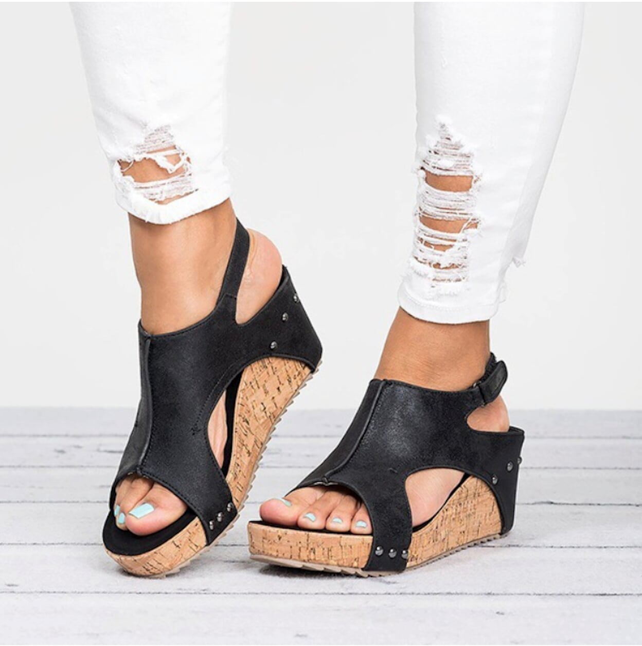 Vegan Cork Wedge Sandals for Women