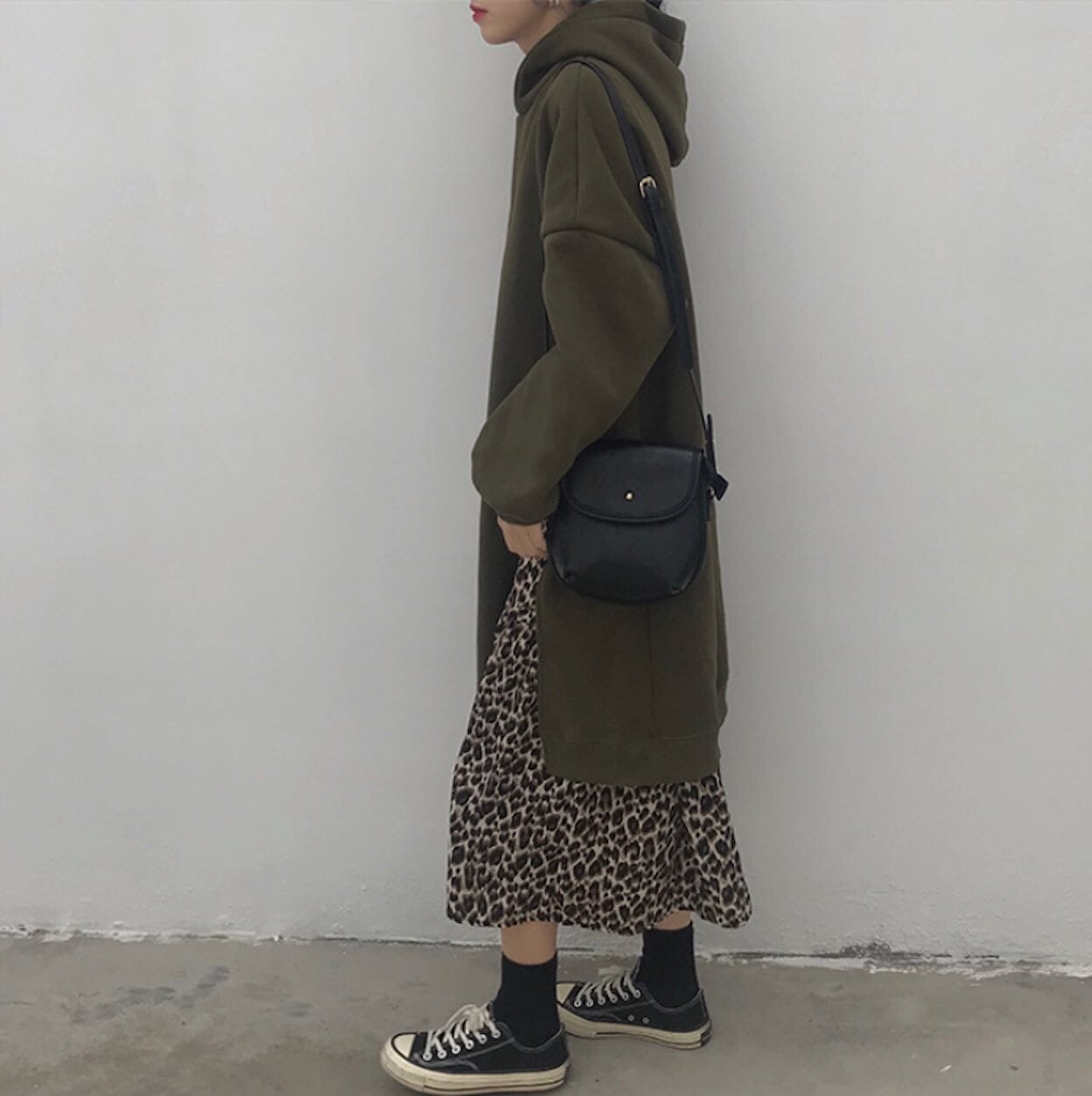 Leopard Print Dress Hoodie for Women with Layered Appearance