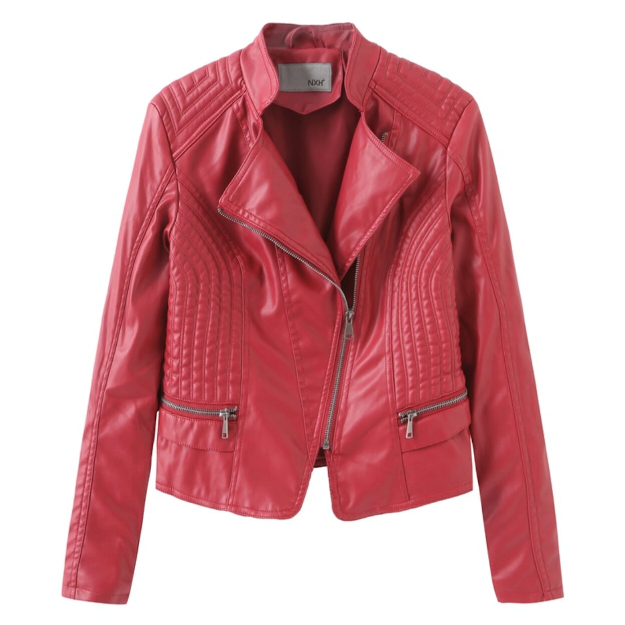 Cropped Motorcycle Jacket for Women with Slim Fit