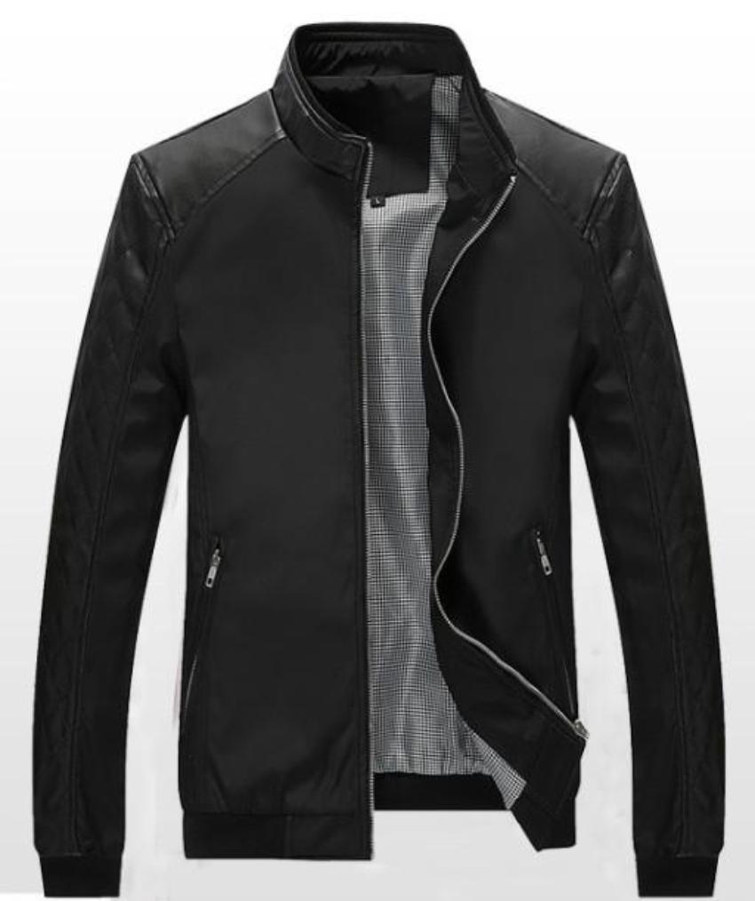 Stand Collar Bomber Motorcycle Jacket for Men