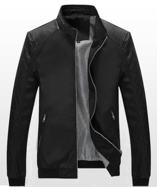 Stand Collar Bomber Motorcycle Jacket for Men